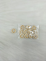 White and golden Zardosi and sequined handwork button from Lace Hut with intricate embroidery and elegant design.