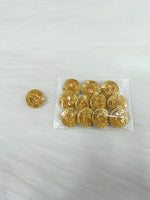 Bright golden Zardosi and sequence handwork button with intricate design, designed for traditional or bridal attire.