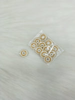 White and golden Zardosi and sequined handwork button with intricate embroidery, crafted by Lace Hut.