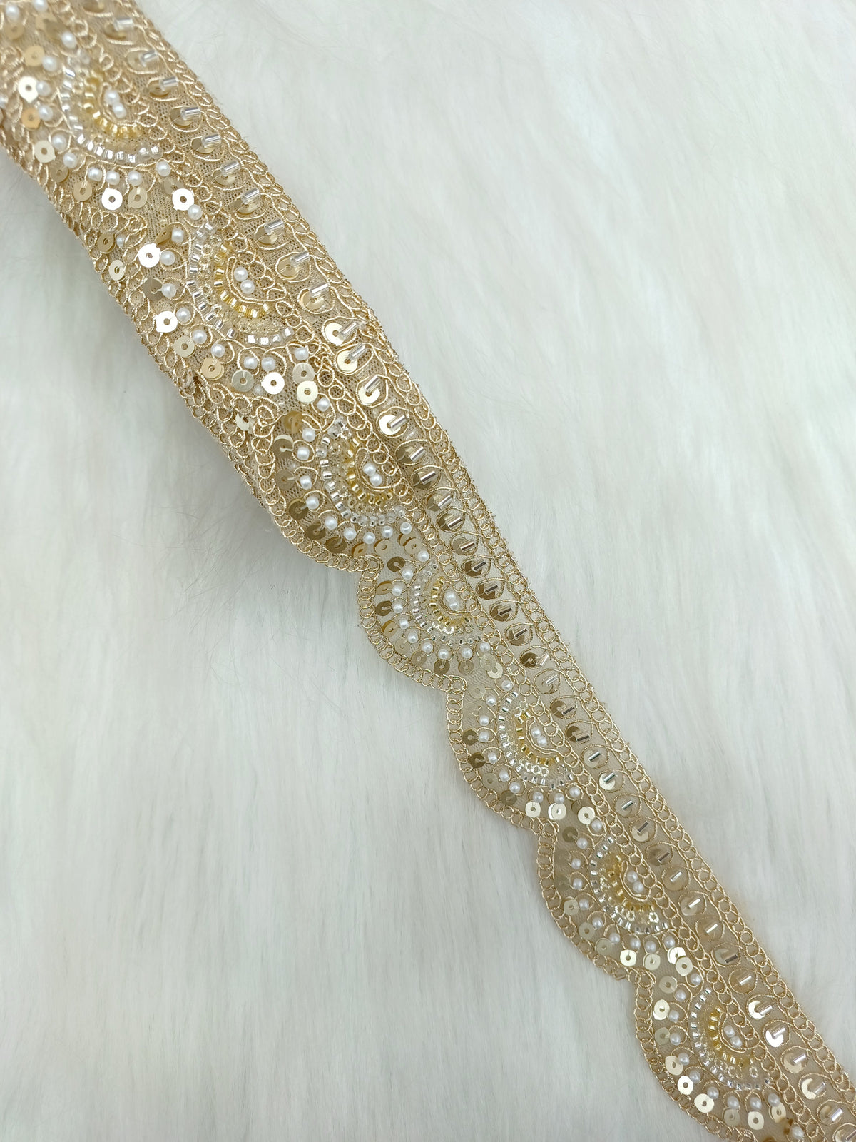 Cutdana and jari handwork golden lace - LH A61Lace Hut Lace Hut