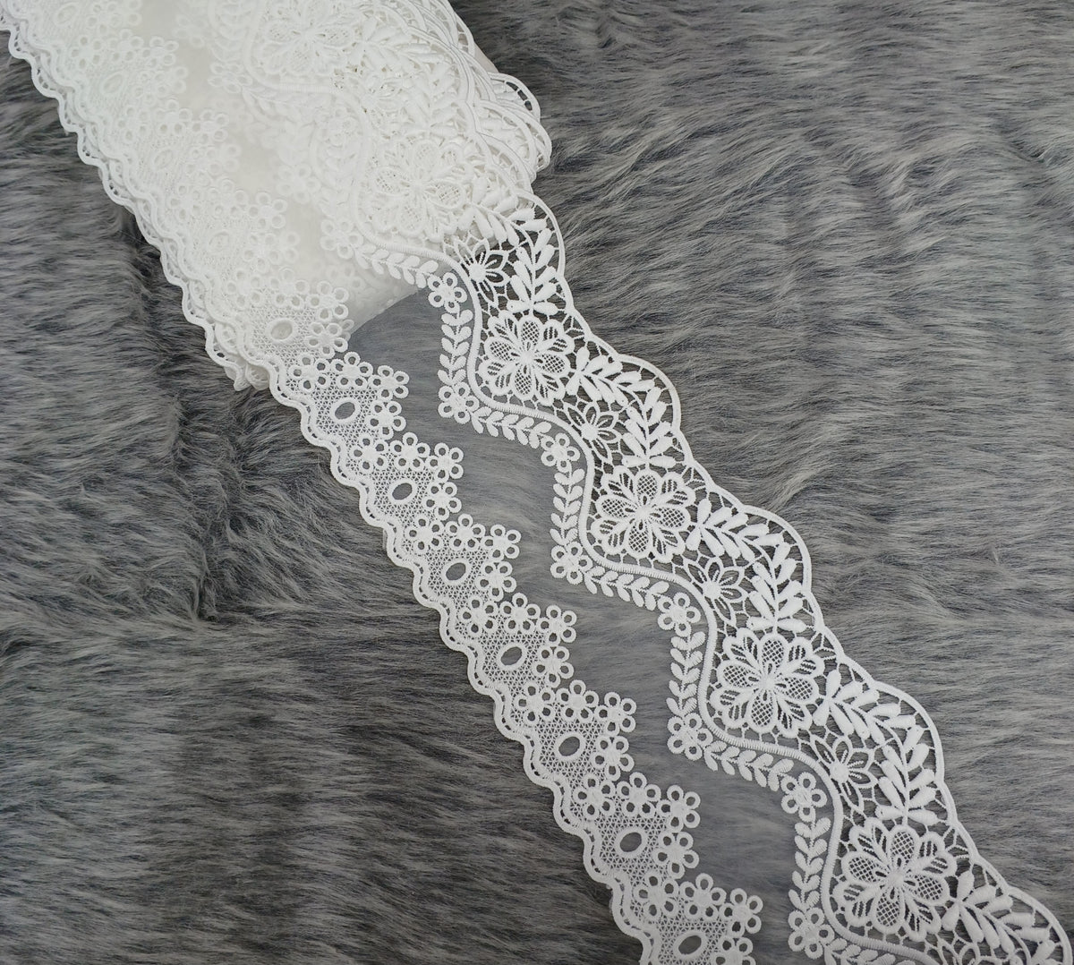 Organza base flower design white cotton lace - LH C6