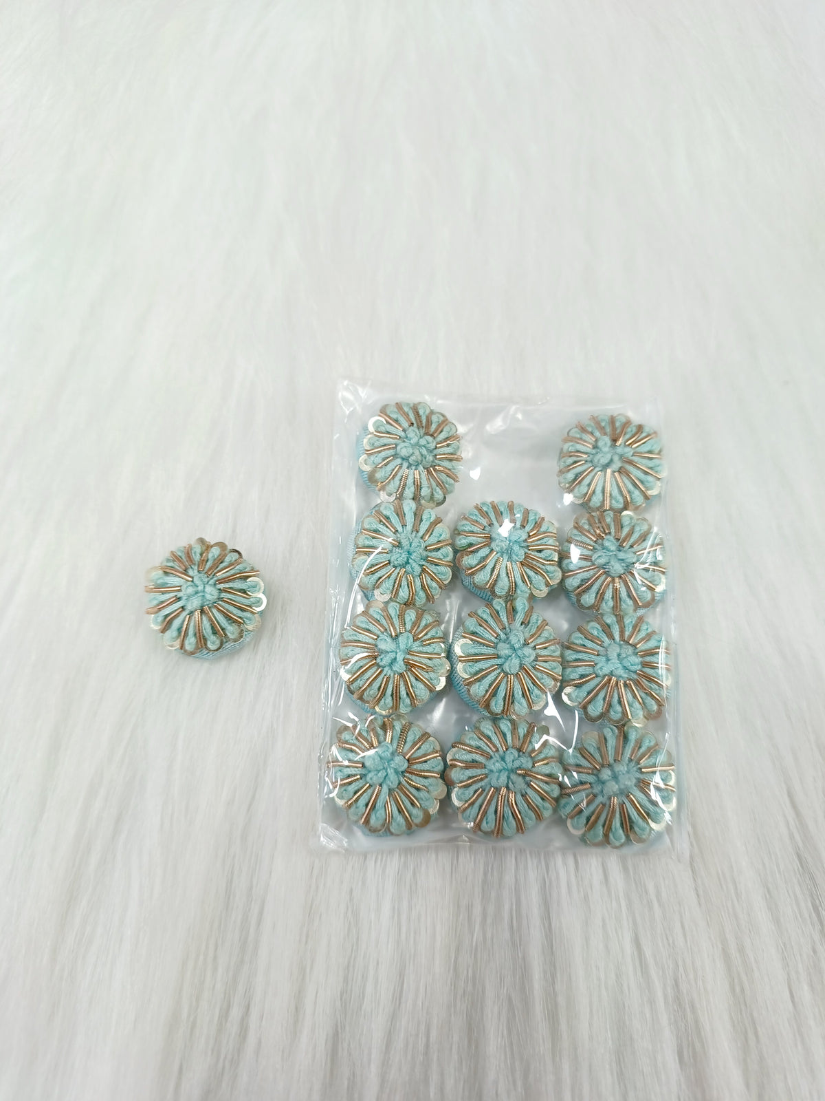 Zardosi and Embroidery handwork sky blue Button - LH B153