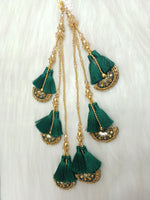 Zardosi and Cristal handwork bottle green lehenga latkan - LH L21Lace Hut Lace Hut