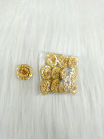Embroidery and sequence handwork yellow Button - LH B125