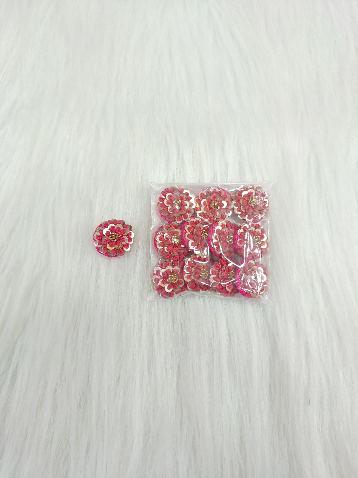 Embroidery and sequence handwork Rani pink Button - LH B120