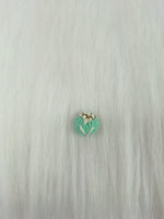 Sea green crochet handwork button from Lace Hut, featuring intricate design and glossy finish for decorative use.