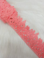 Water sequence work peach colour cotton lace - LH C4Lace Hut Lace Hut