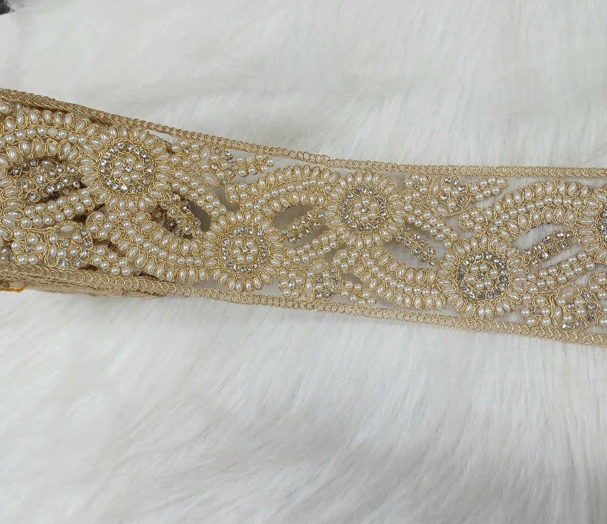 Moti and stonework golden lace - LH A54Lace Hut Lace Hut