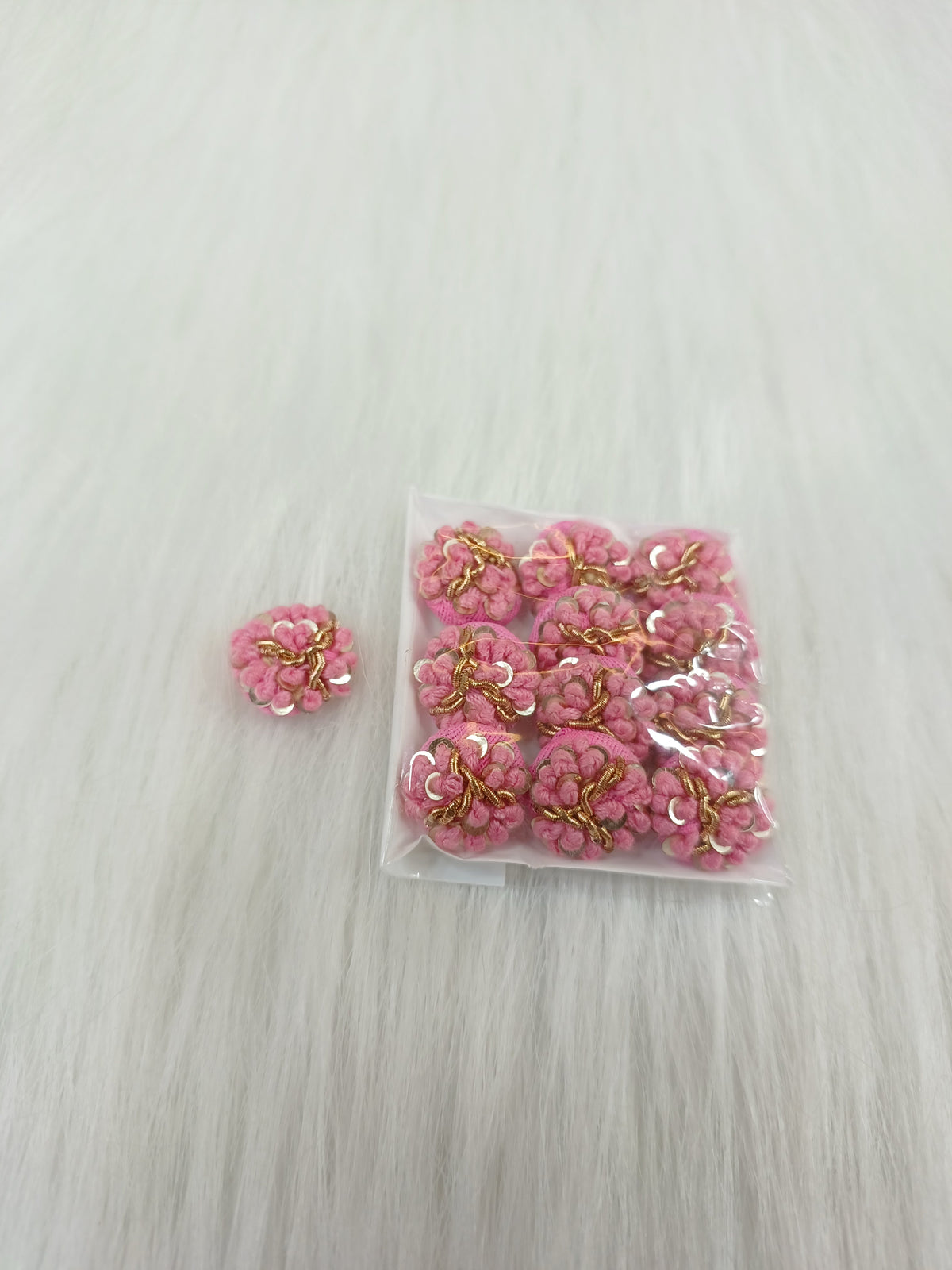 Zardosi and Embroidery handwork baby pink Button - LH B133