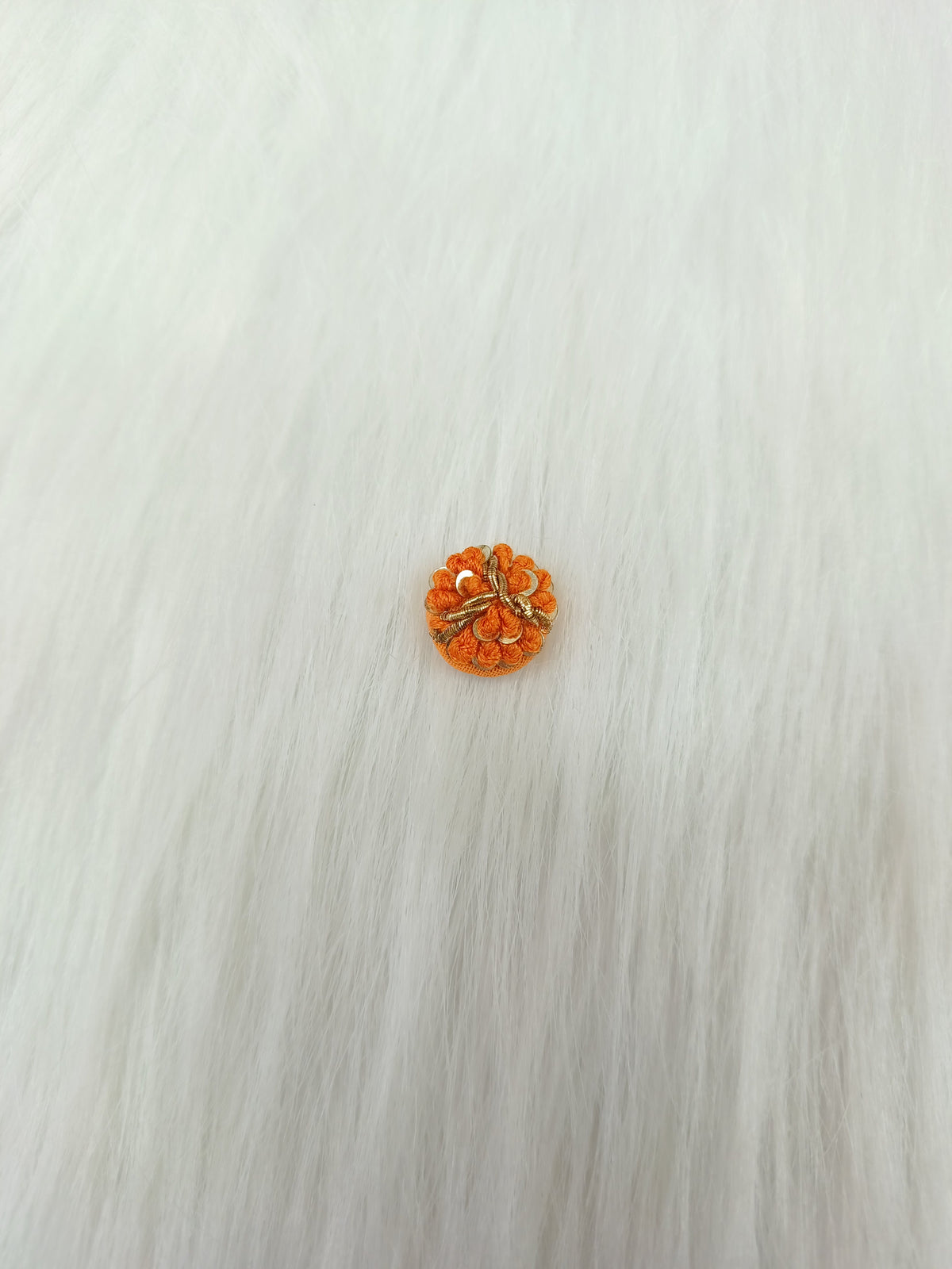 Zardosi and Embroidery handwork orange Button - LH B145