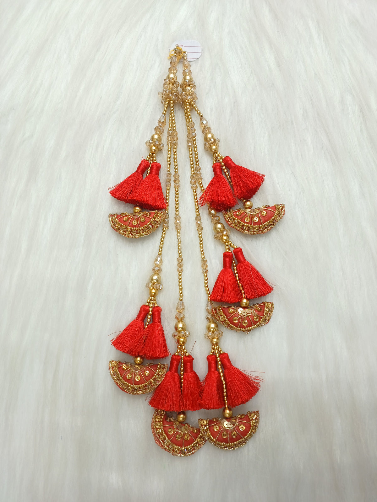 Zardosi and Cristal handwork red lehenga latkan - LH L18Lace Hut Lace Hut