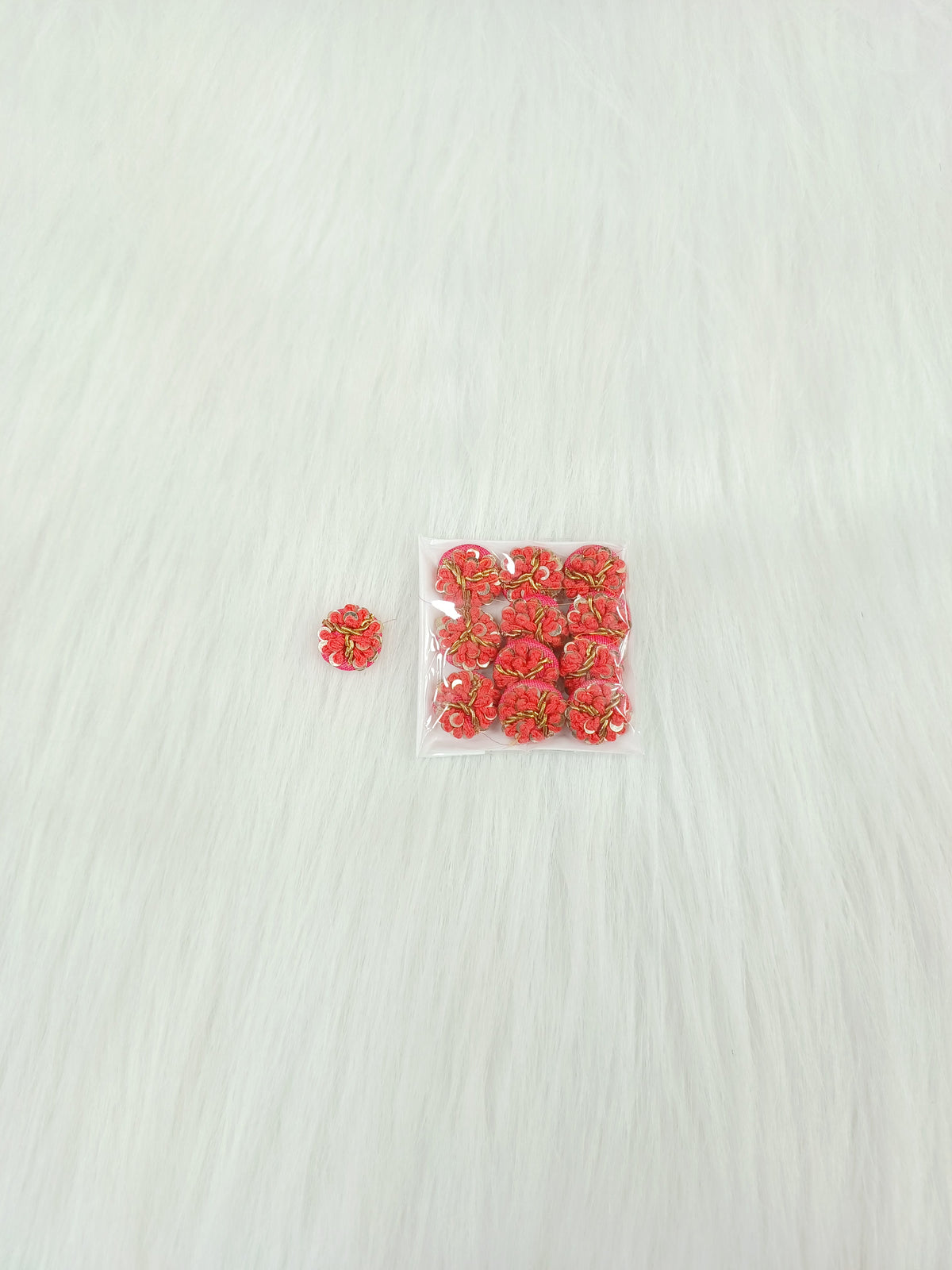 Zardosi and Embroidery handwork Reddish pink Button - LH B135
