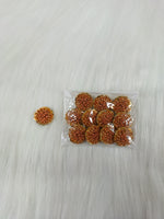 Copper button featuring Jari sequence and poth work design from Lace Hut, showcasing intricate handcrafted detailing.