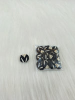 Black crochet handwork button with intricate lace design from Lace Hut, suitable for clothing and craft projects.