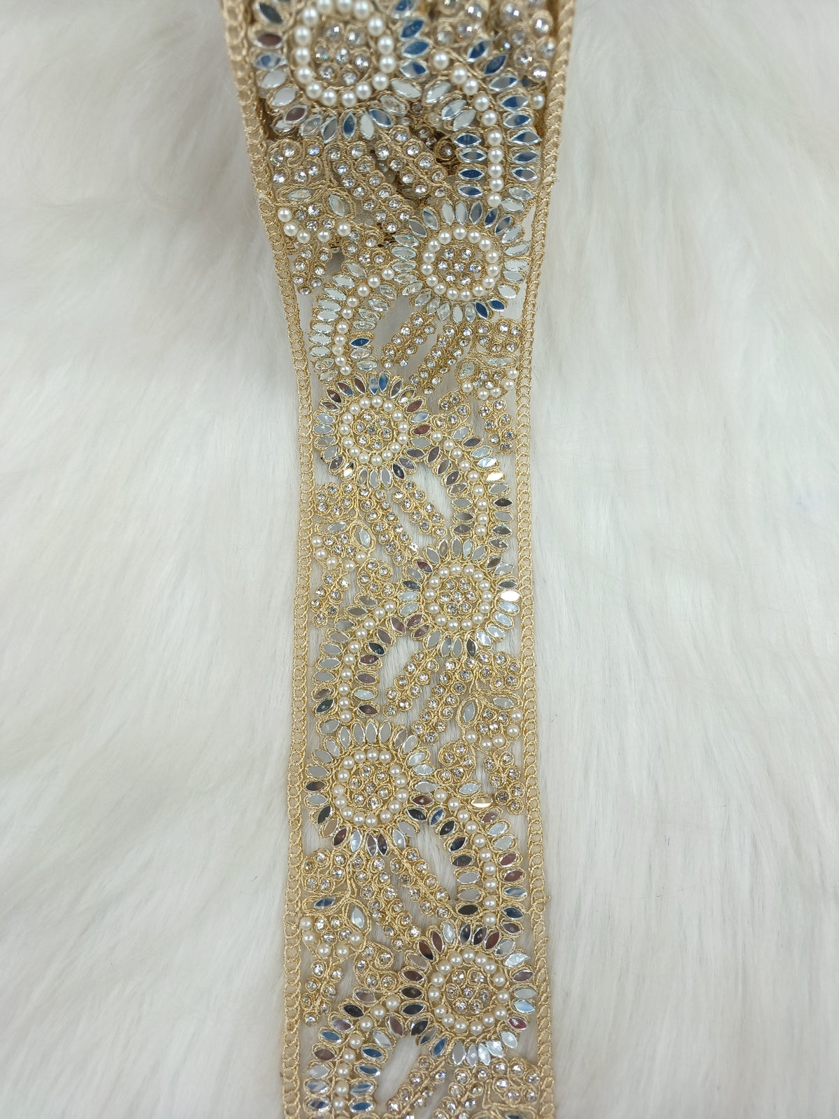 Moti mirror and stonework golden lace - LH A53Lace Hut Lace Hut