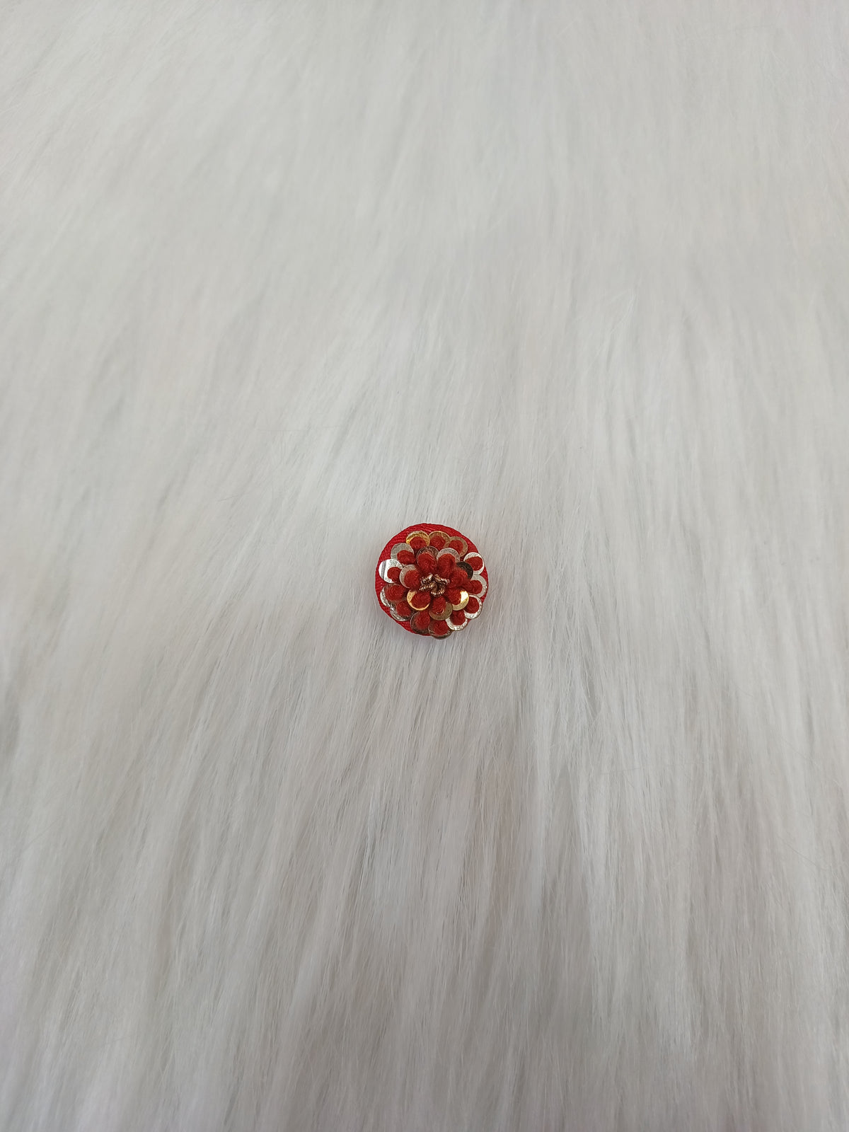 Embroidery and sequence handwork Red Button - LH B121