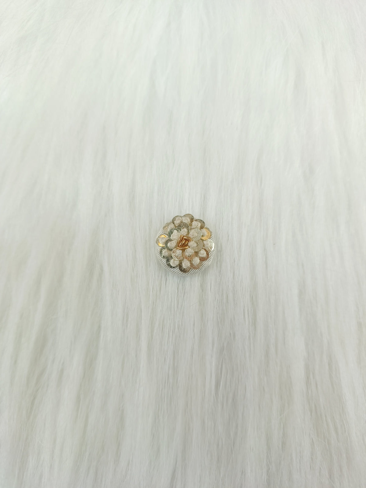 Embroidery and sequence handwork off white Button - LH B124