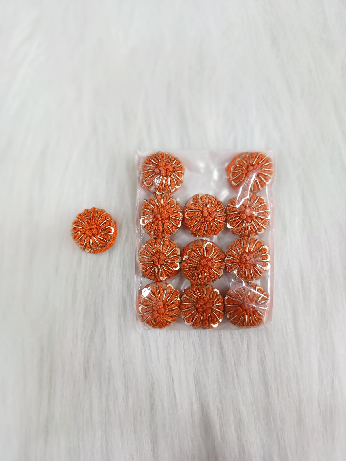 Zardosi and Embroidery handwork orange Button - LH B160