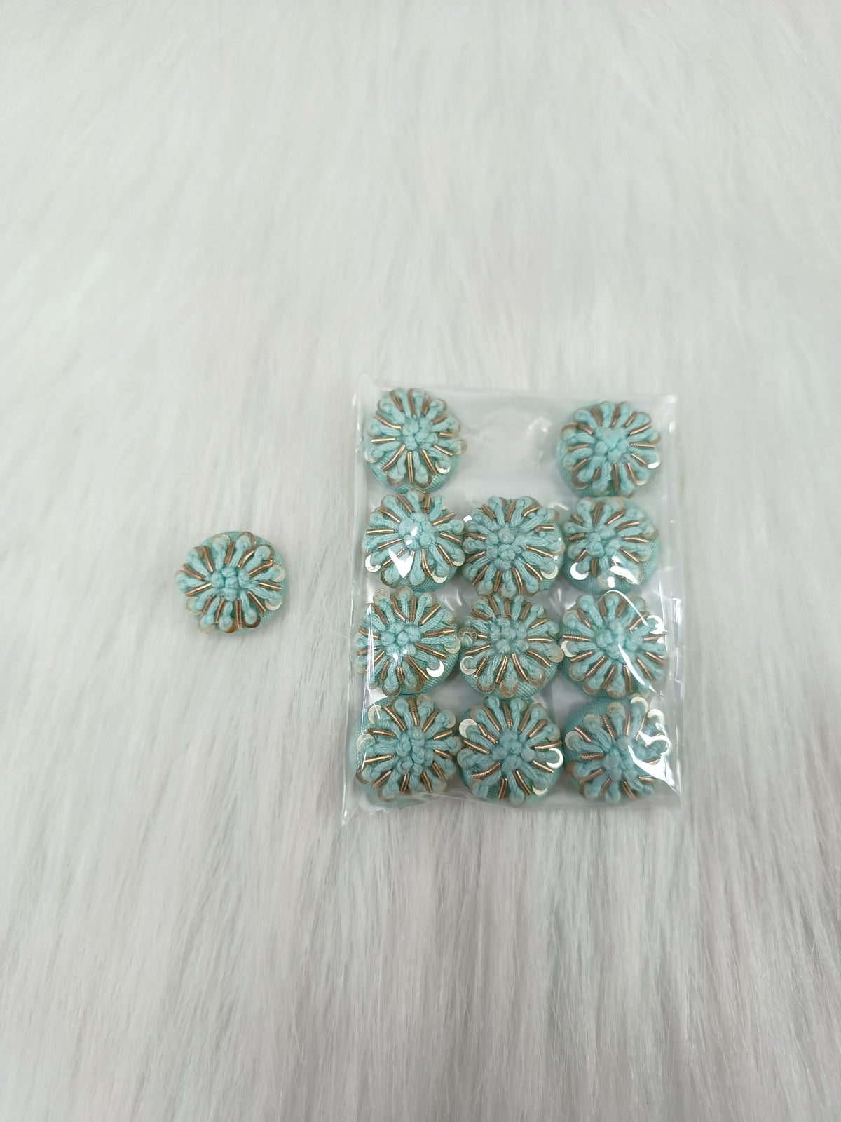 Zardosi and Embroidery handwork powder blue Button - LH B152