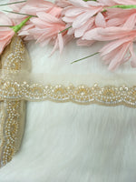 Cutdana and moti handwork golden lace - LH A64Lace Hut Lace Hut