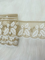 Crochet with jari work white and beige color lace - LH C3Lace Hut Lace Hut