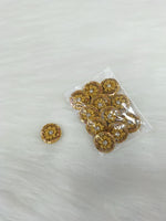 Copper gold Zardosi sequence and jari handwork button with intricate embroidery, designed by Lace Hut.