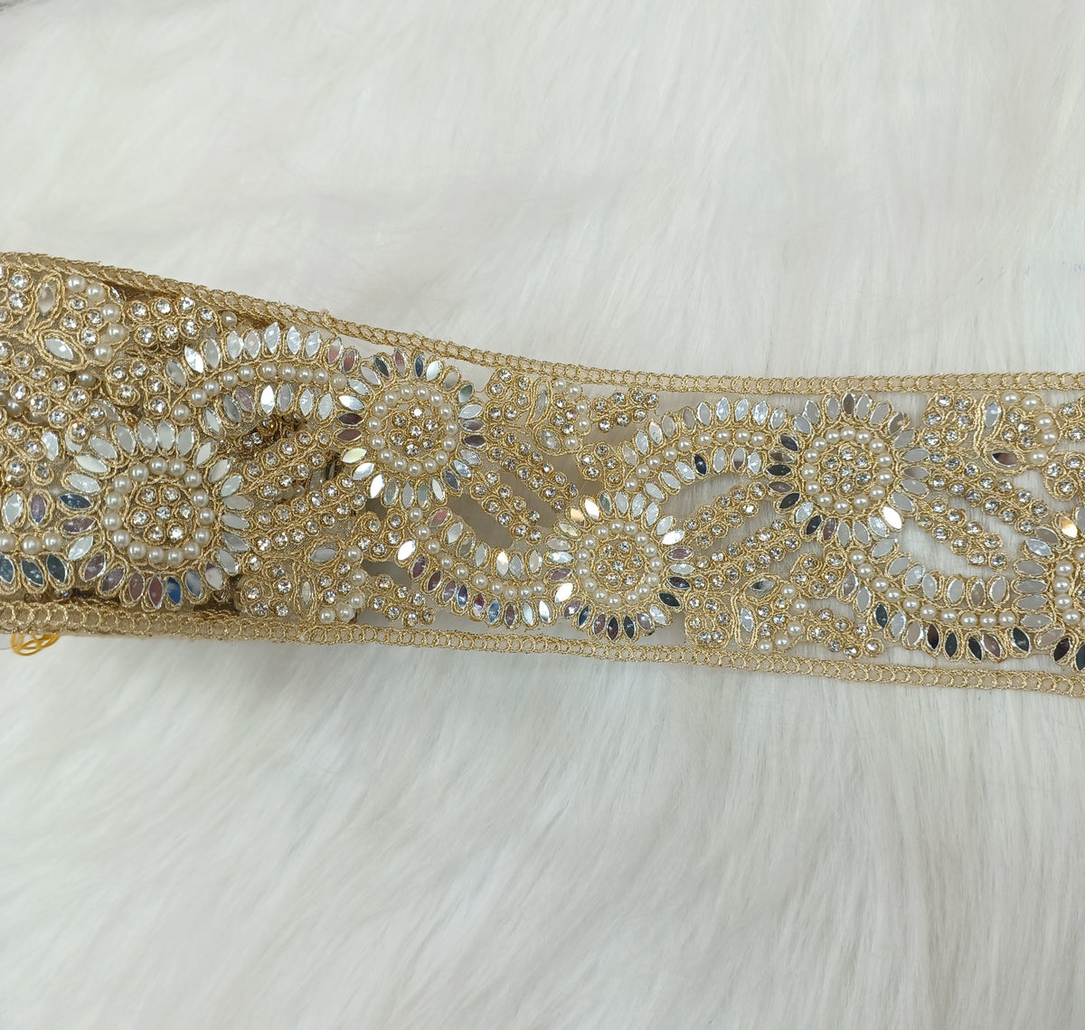 Moti mirror and stonework golden lace - LH A53Lace Hut Lace Hut
