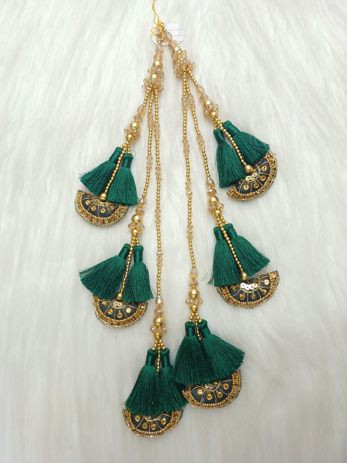 Zardosi and Cristal handwork bottle green lehenga latkan - LH L21Lace Hut Lace Hut
