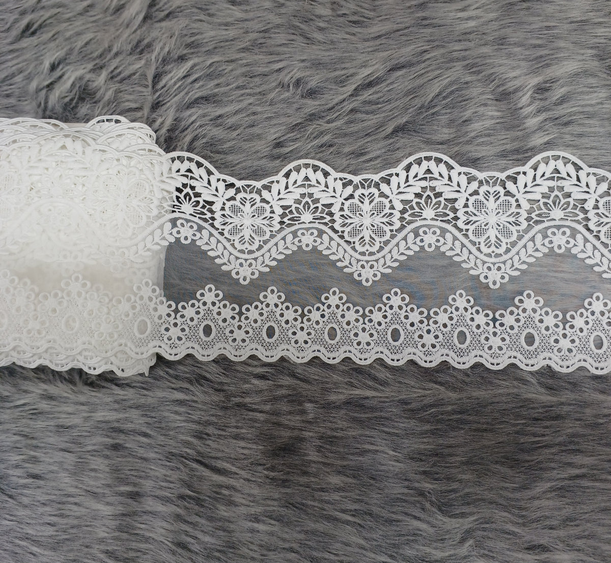 Organza base flower design white cotton lace - LH C6