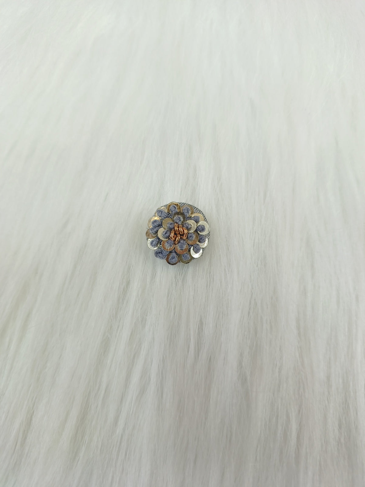 Embroidery and sequence handwork Grey Button - LH B129
