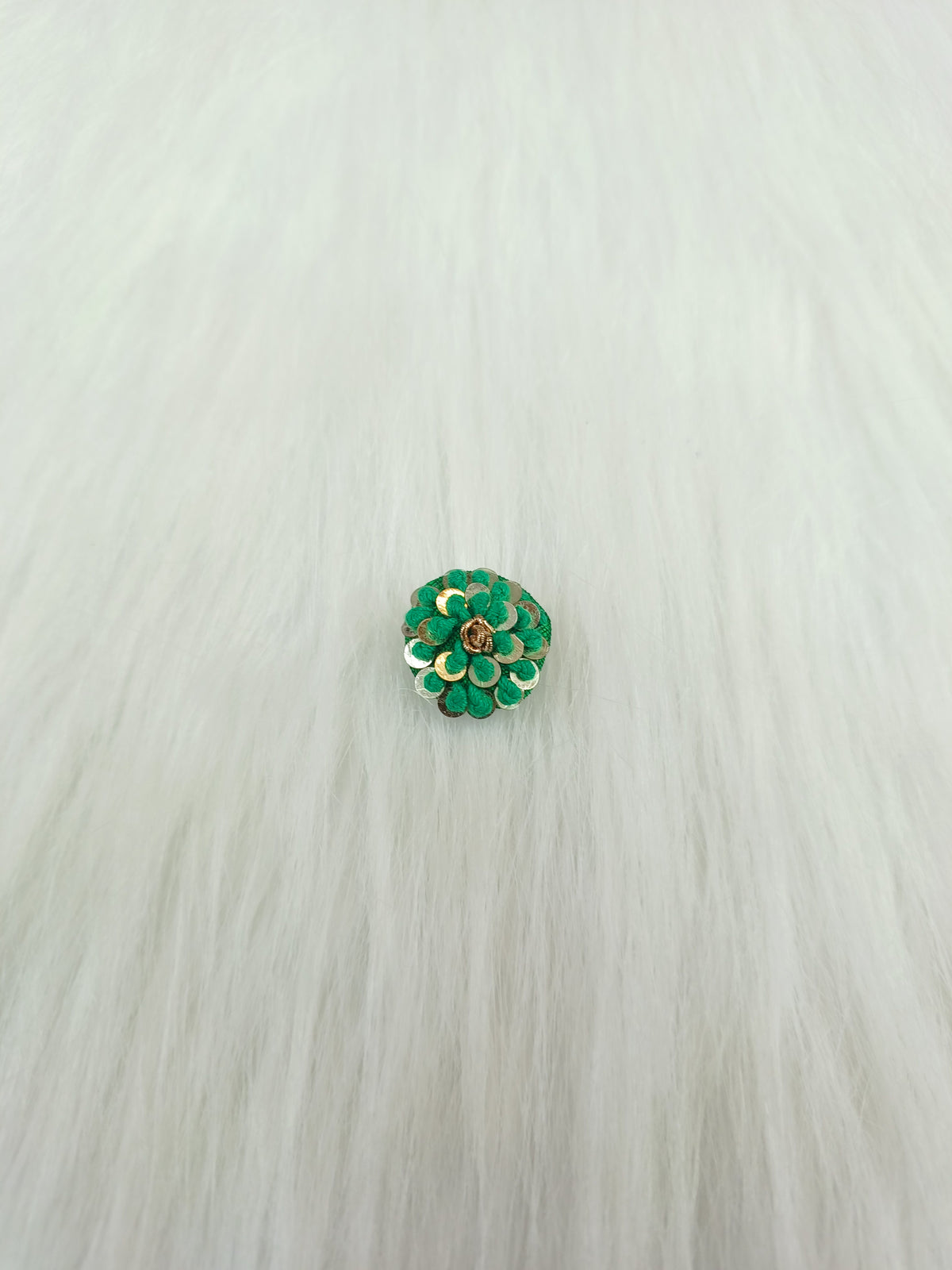 Embroidery and sequence handwork bright green button - LH - B117