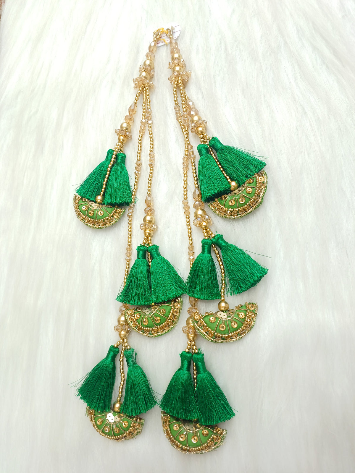 Zardosi and Cristal handwork bright green lehenga latkan - LH L20Lace Hut Lace Hut
