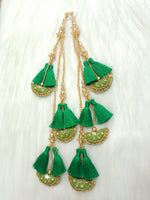 Zardosi and Cristal handwork bright green lehenga latkan - LH L20Lace Hut Lace Hut