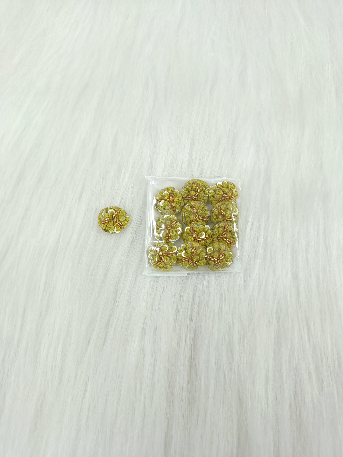 Zardosi and Embroidery handwork lime green button - LH B142
