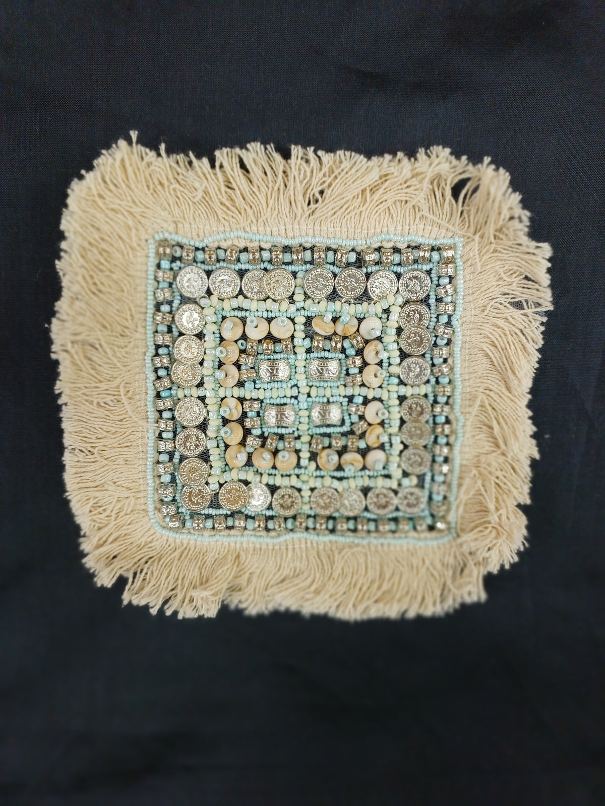 Boho handwork light blue with off white patch - LH D15