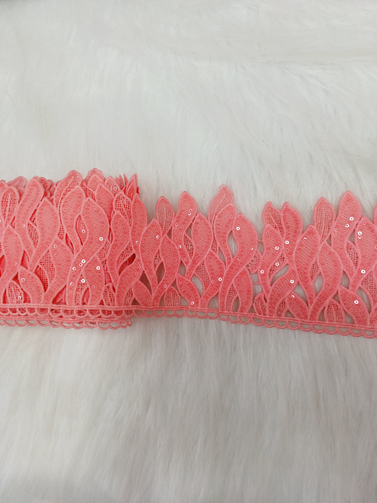 Water sequence work peach colour cotton lace - LH C4Lace Hut Lace Hut