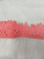 Water sequence work peach colour cotton lace - LH C4Lace Hut Lace Hut