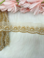 Cutdana and moti handwork antique gold lace - LH A63Lace Hut Lace Hut