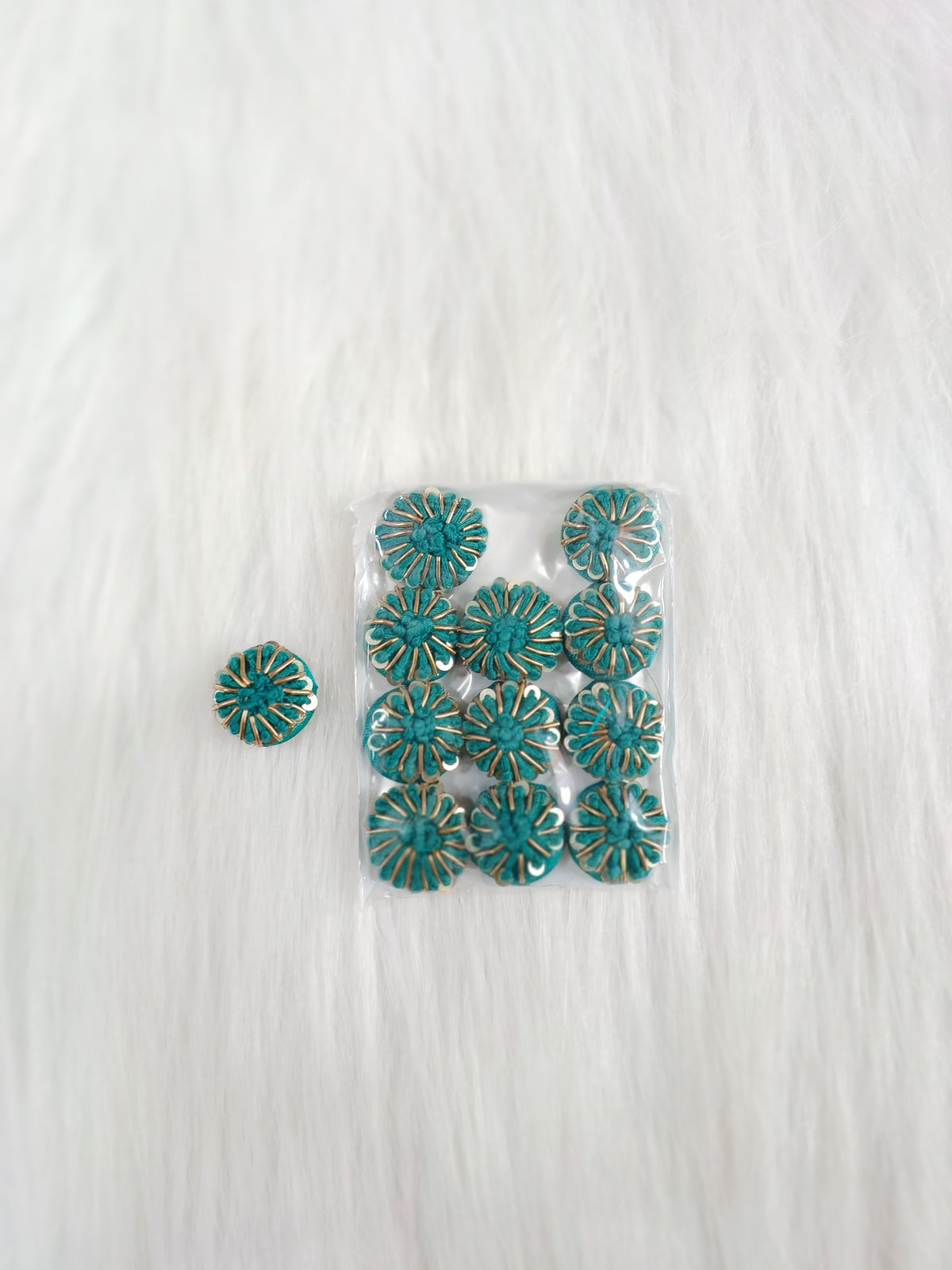 Zardosi and Embroidery handwork Rama green button - LH B161