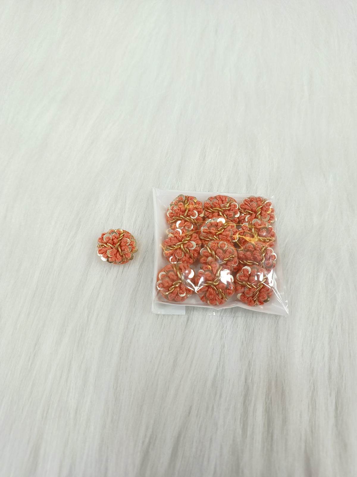 Zardosi and Embroidery handwork peach Button - LH B140
