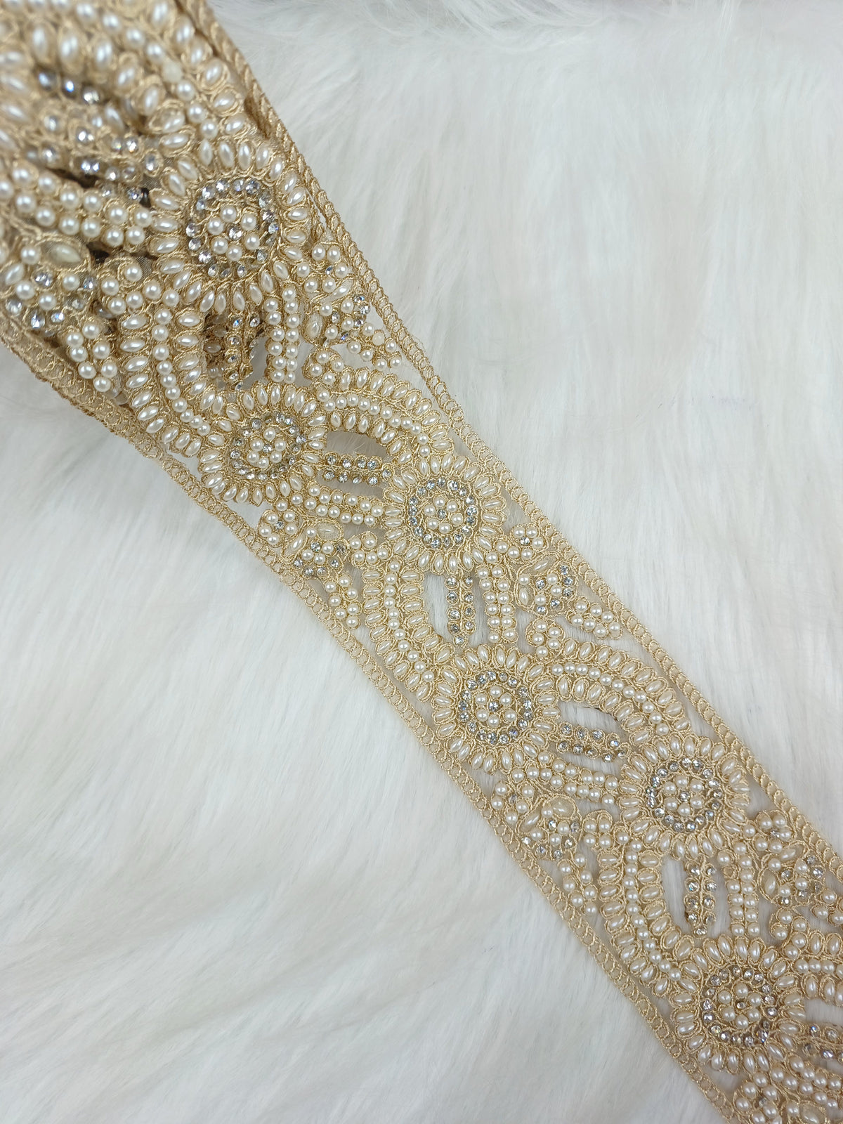 Moti and stonework golden lace - LH A54Lace Hut Lace Hut