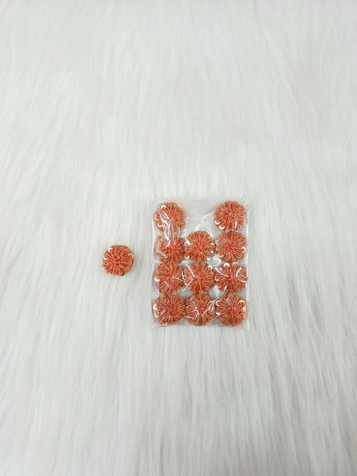 Zardosi and Embroidery handwork peach Button - LH B157