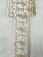 Crochet with jari work white and beige color lace - LH C3Lace Hut Lace Hut