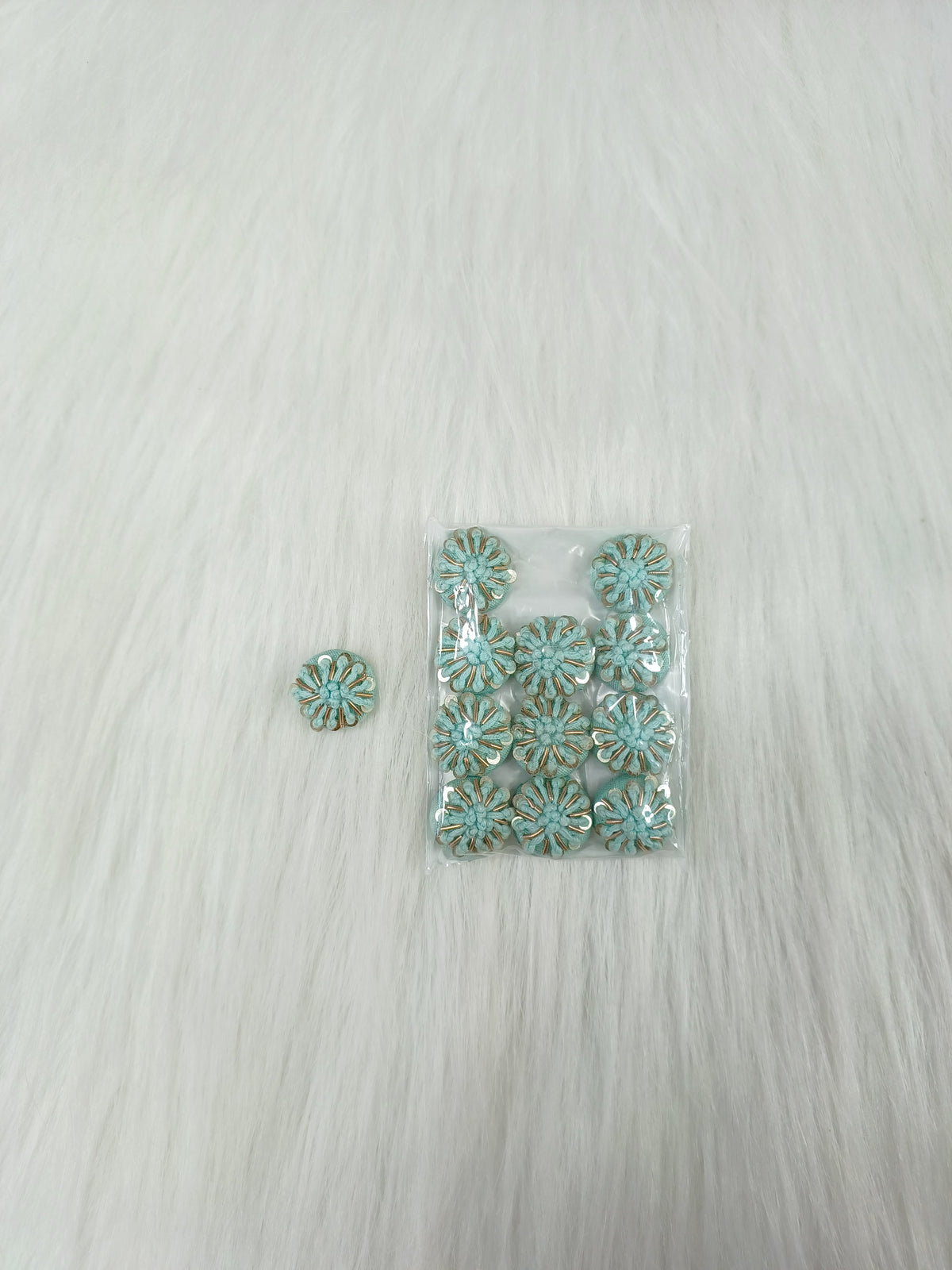 Zardosi and Embroidery handwork powder blue Button - LH B152