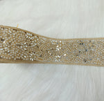 Moti mirror and stone work golden lace - LH A52Lace Hut Lace Hut