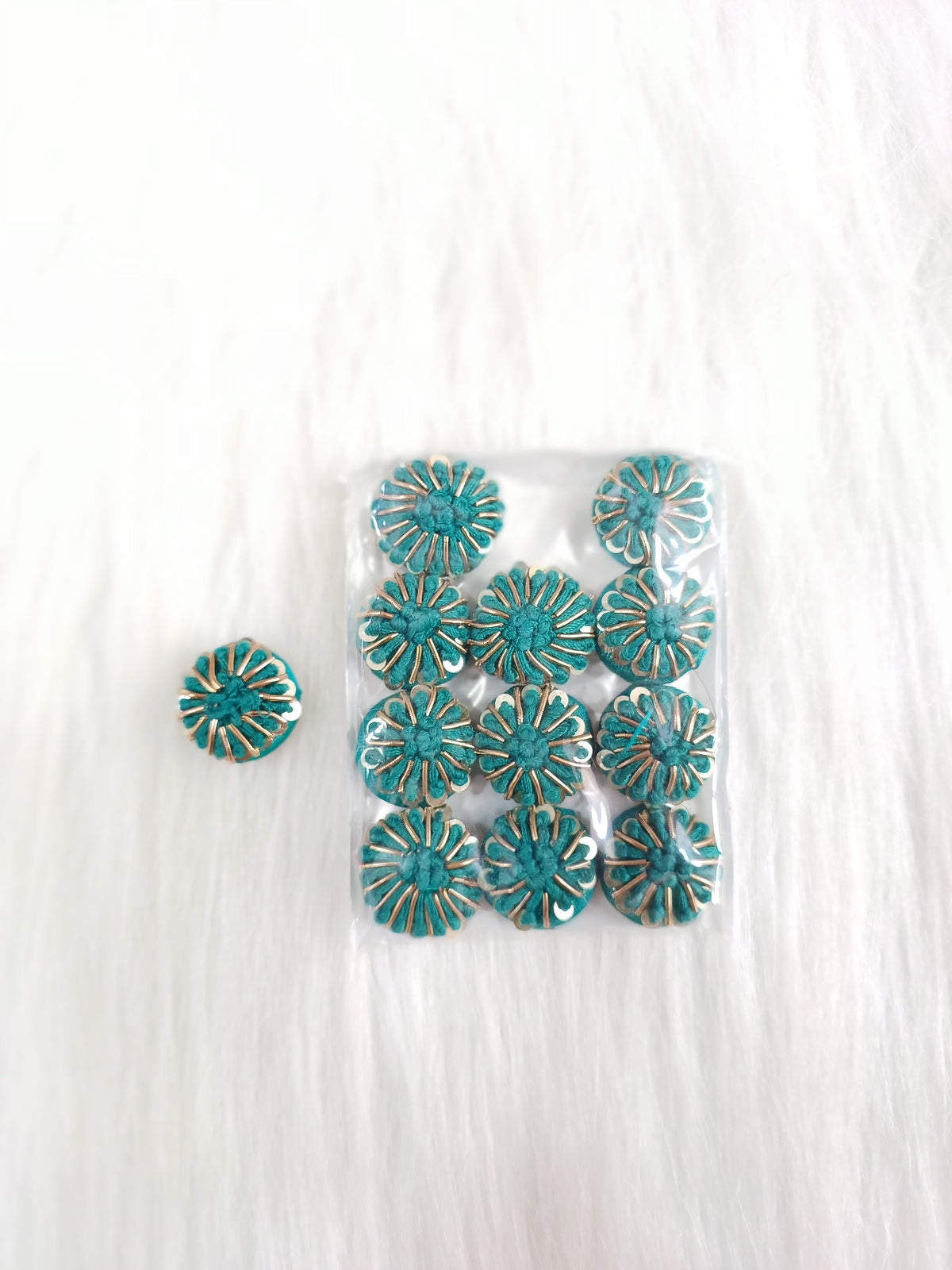 Zardosi and Embroidery handwork Rama green button - LH B161