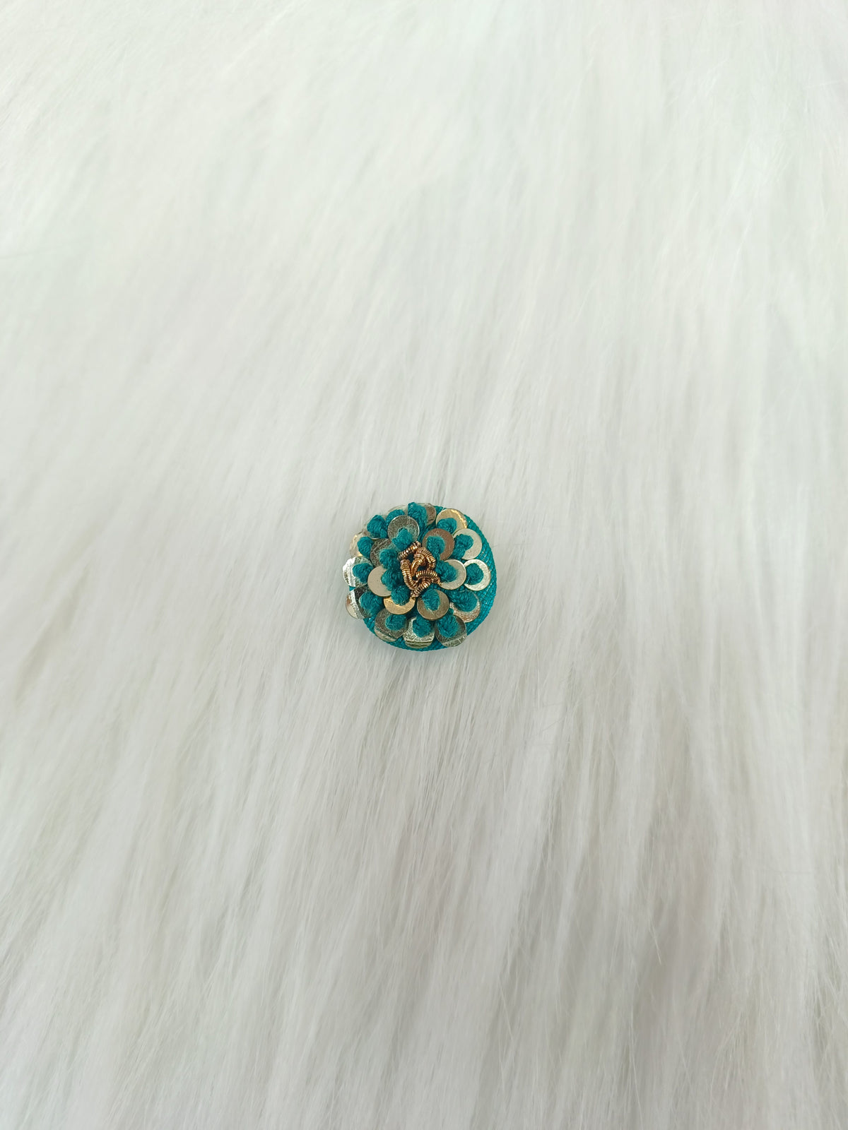 Embroidery and sequence handwork Rama green button - LH B130