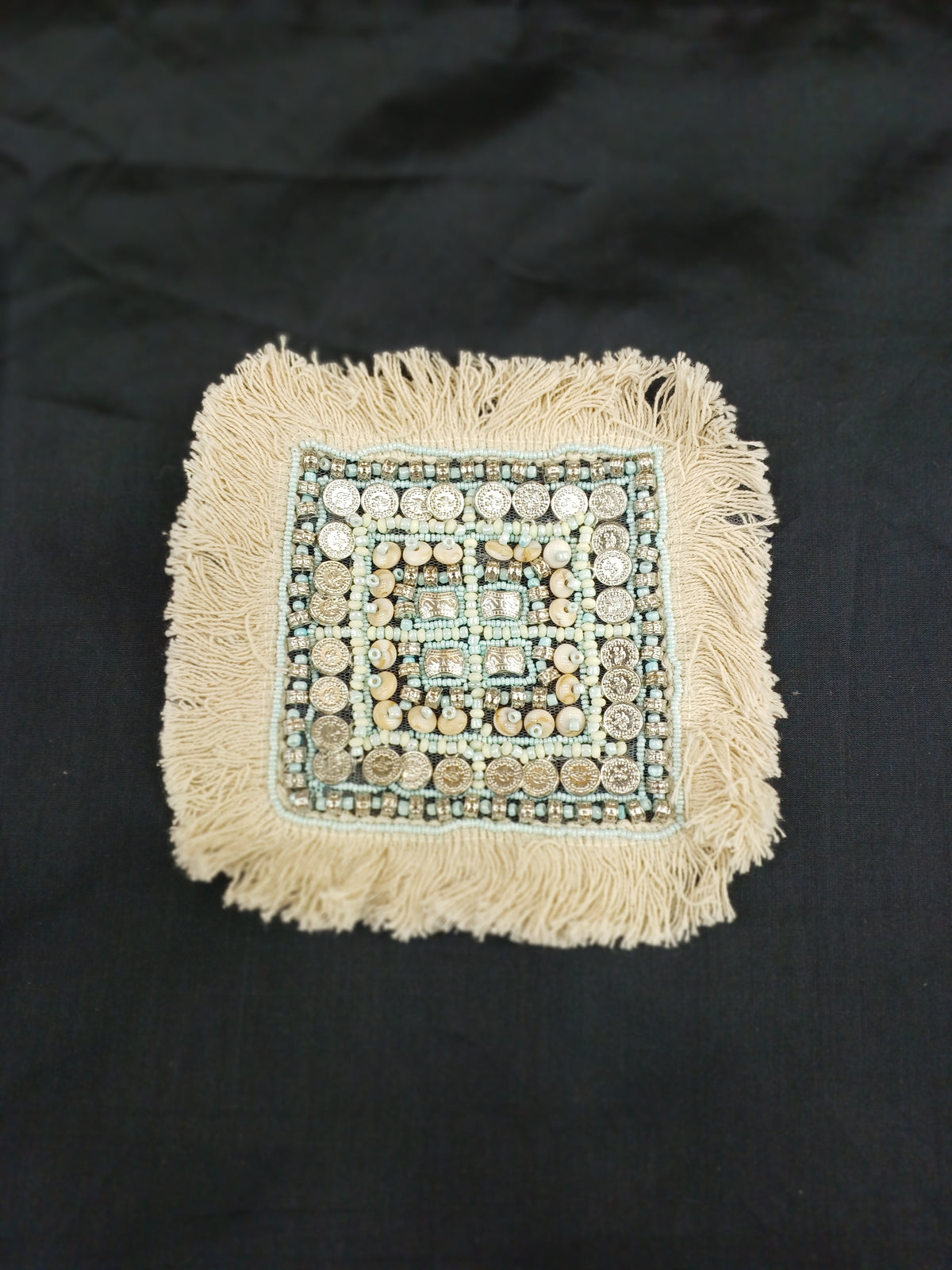 Boho handwork light blue with off white patch - LH D15
