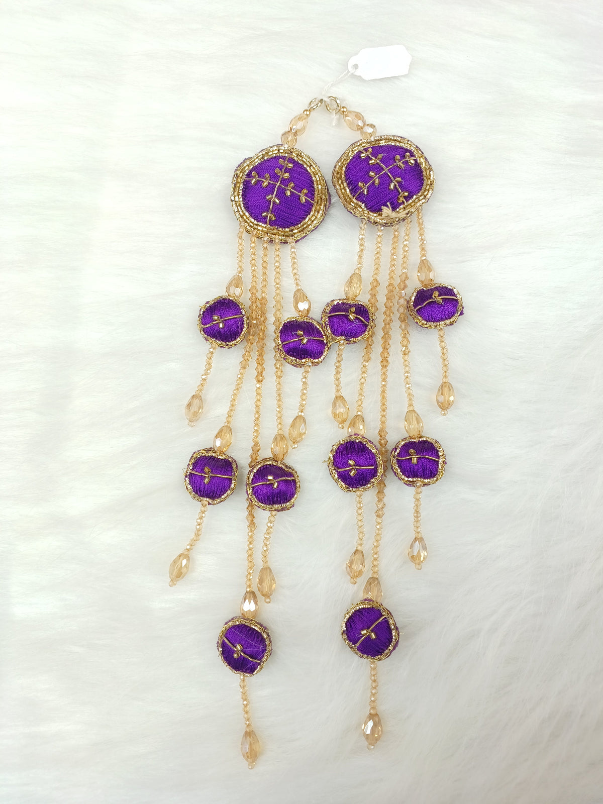 Purple Zardosi and crystal handwork lehenga with latkan, detailed embroidery, from Lace Hut.