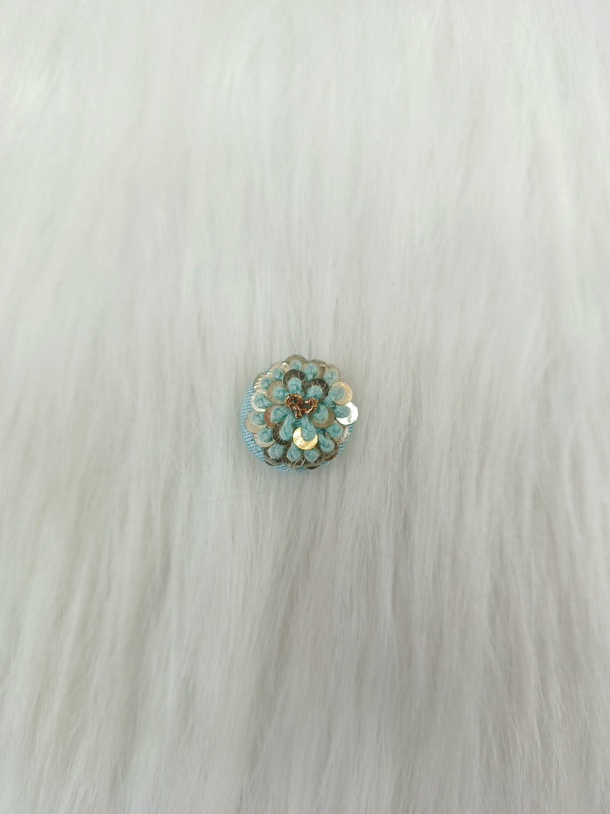 Embroidery and sequence handwork powder blue Button - LH B127